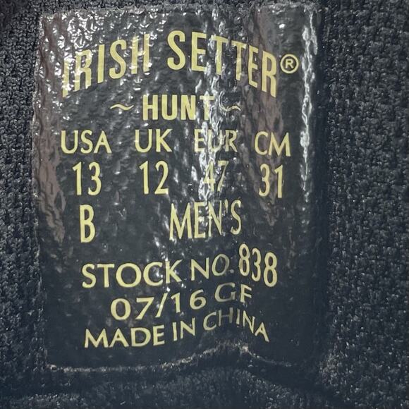 Red Wing 838 Irish Setter 7" Mens Boots 13 B Wingshooter Ultra Dry Waterproof - Picture 8 of 11